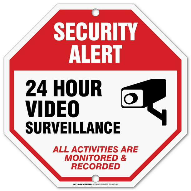 Surveillance signs Warning Security cctv sign Audio Video Camera Spanish English 